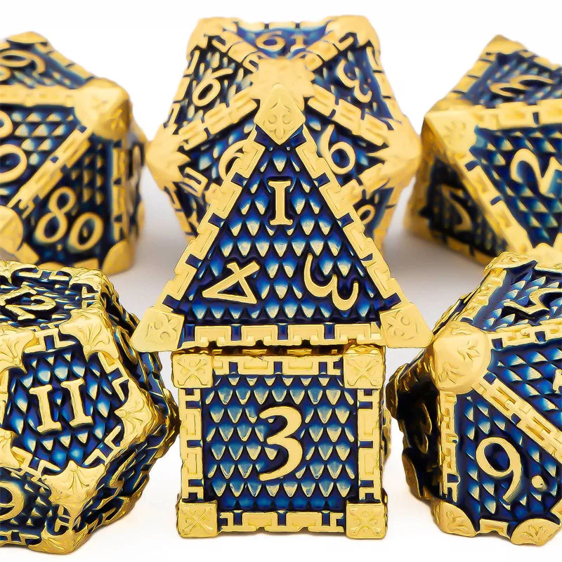

Metal Dnd Solid Dice Set Dungeon And Dragon RPG D+D D&D Polyhedral Blue Green Role Playing For Games D20 D12 D10 D8 D6 D4 Dice