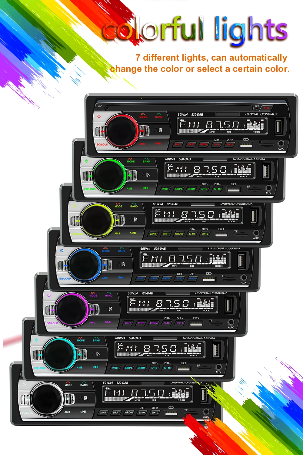 Ptopoyun Car MP3 Multimedia Player JSD 520 Dab Radio DAB+ RDS AM FM Audio Stereo Receiver 12V In Dash 1din Bluetooth Autoradio