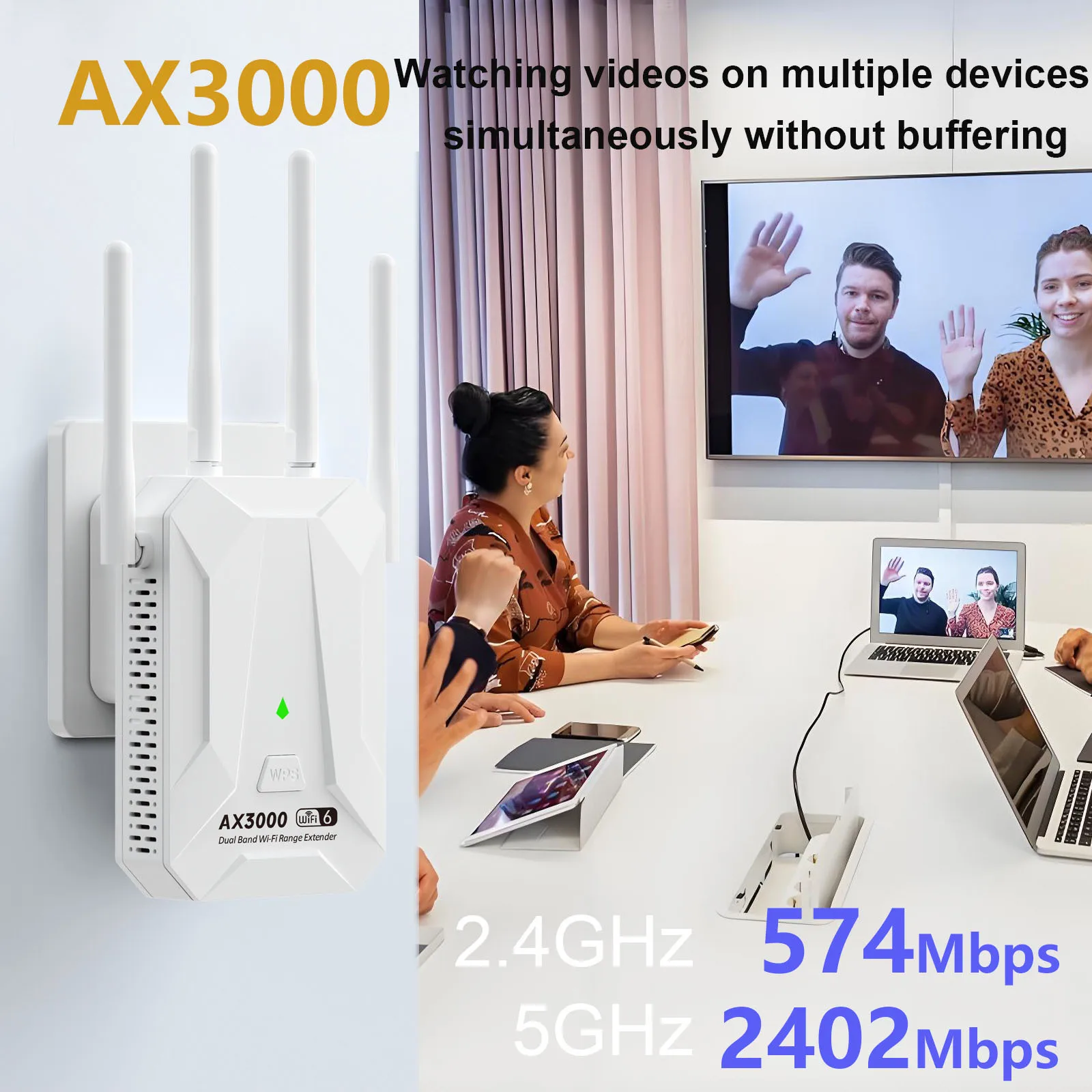 5Ghz 3000Mbps WiFi 6 Repeater Extender Signal Booster Dual Band 2.4G/5GHz Wi-Fi Signal Amplifier Long Range Amplifer