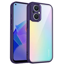 Enhanced Protective Clear Matte Back Cover with Air Cushion Silicon Bumper for OPPO Reno8 Z (TMMS Purple)