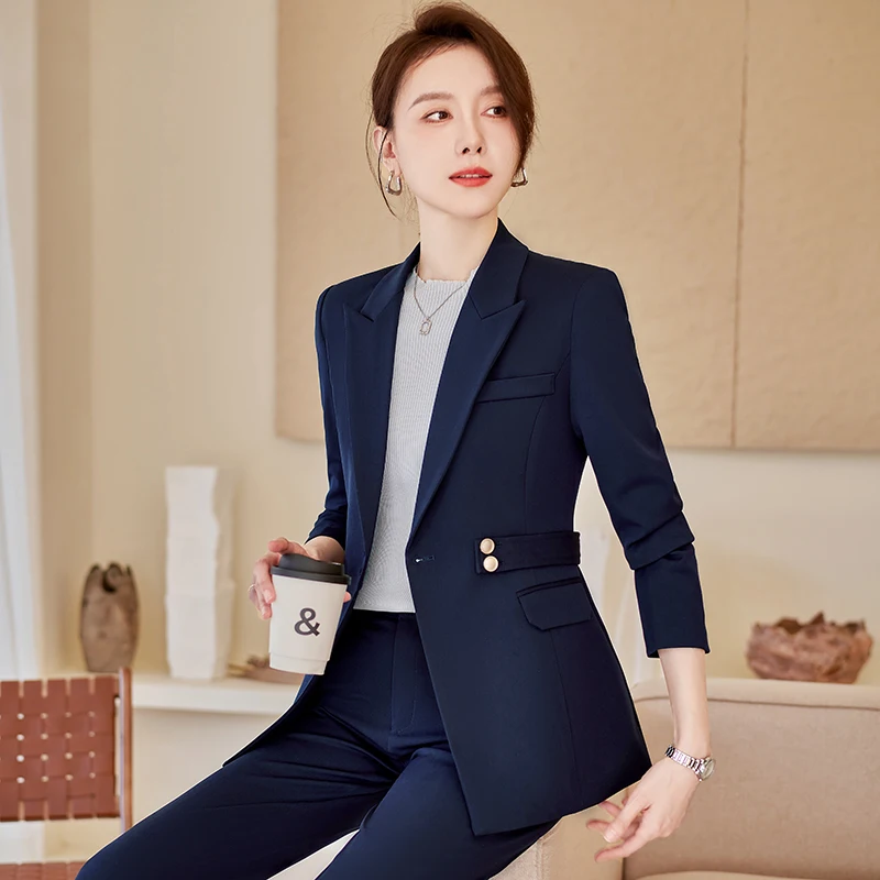 Formal Women Business Suits with Pants and Jackets Coat Professional Work Wear Trousers Set Autumn Winter OL Styles Blazers