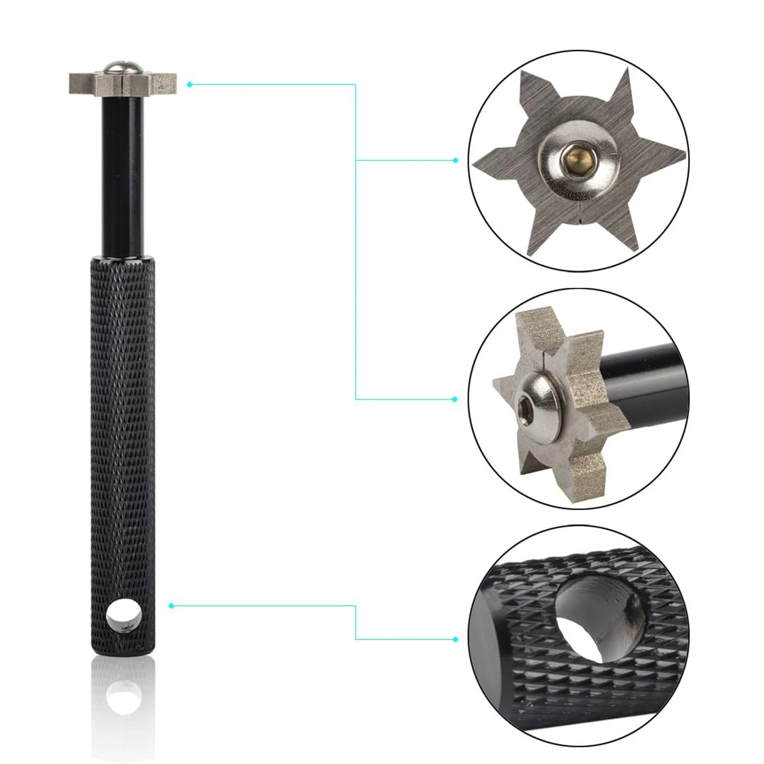 Golf Club Groove Sharpener Golf Accessory Tool  6 Heads Strong Wedge Alloy Wedge Sharpening Tool  for Re-Grooving Golf Clubs 4