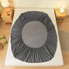 Fitted Bed Sheet with Elastic Band Solid Color Anti-slip Adjustable Mattress Cover for Single Double Queen King Bed 4