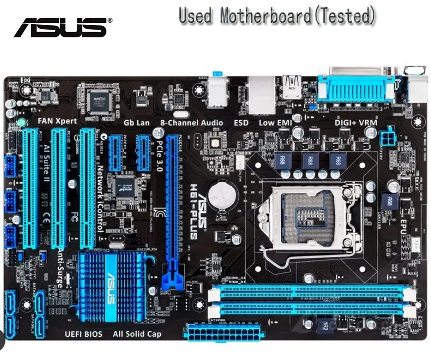 motherboard for ASUS H61 PLUS LGA 1155 DDR3 for i3 i5 i7 cpu 16GB USB2