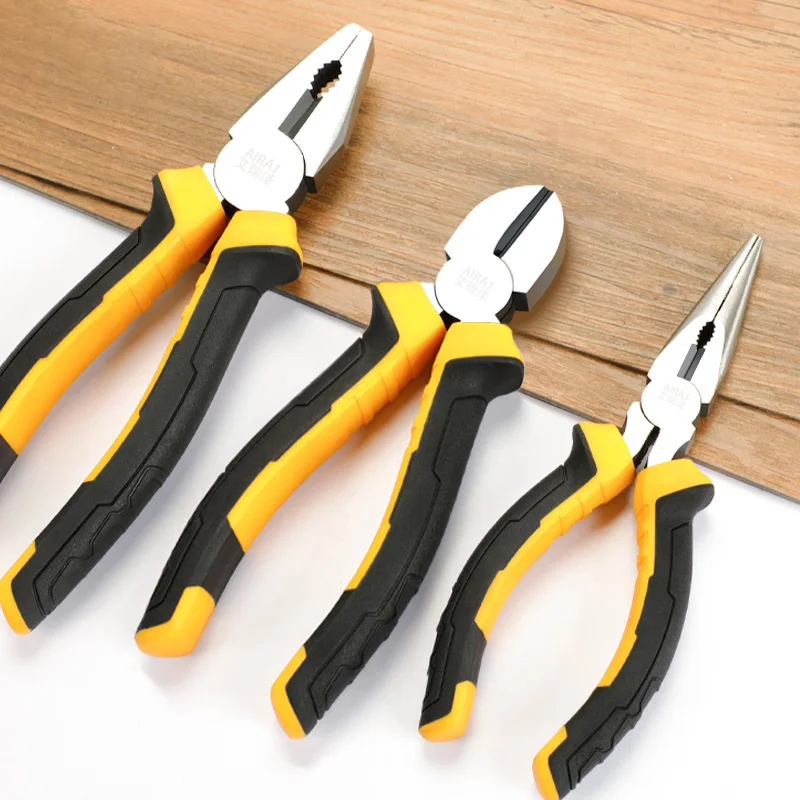 Universal Pliers AIRAJ 3 Types 8-Inch Wire 6-Inch Pointed Nose And Diagonal Pliers for Household Use