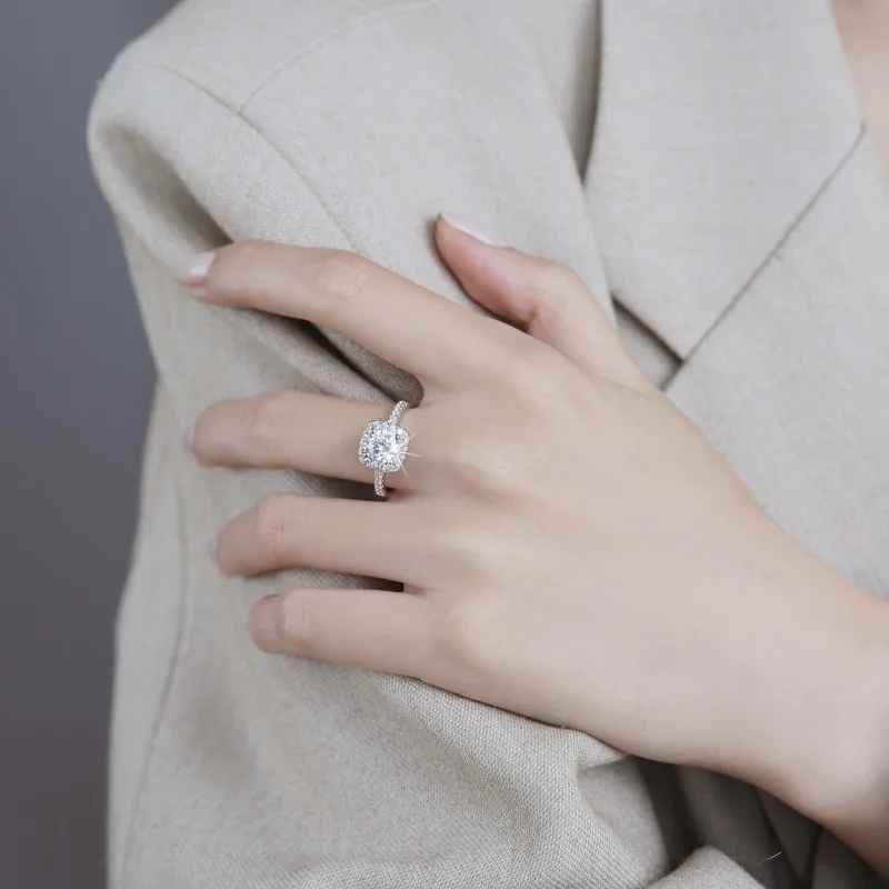 Moissanite Ring Round Diamond Wedding Rings Women Band Jewelry 0.5-3 Carat 925 Stainless steel rings