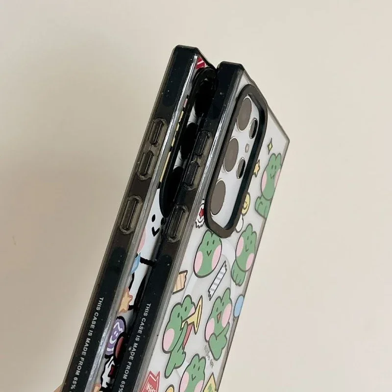 Frog MagSafe Acrylic Black Border Magnetic Phone Case for Samsung Galaxy S22U S23 Ultra S24 Ultra Cover Protective Shell