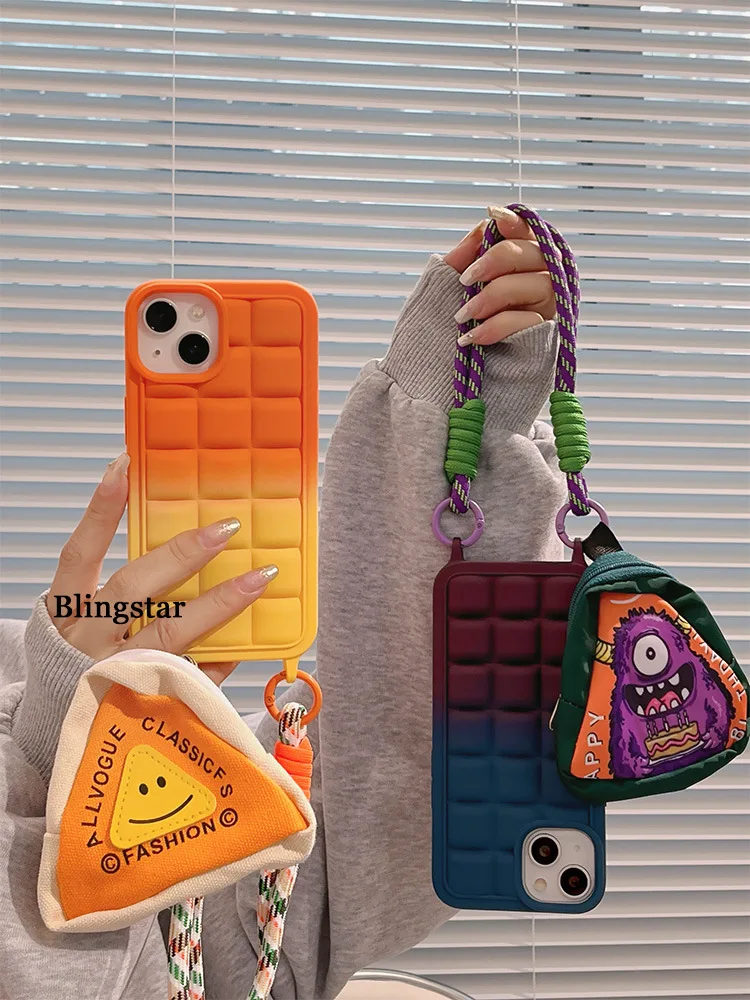 

New High-end Feel Suitable for iPhone 15 Double-layer Woven Drawstring Storage Bag 14 Promax Gradient 13 12 Pro Protection Cover