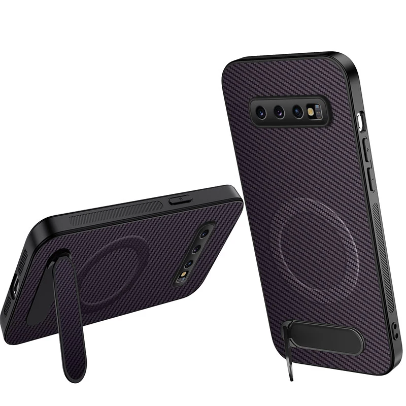 Magnetic Carbon Fiber Wireless Charging Shockproof Stand Holder Case