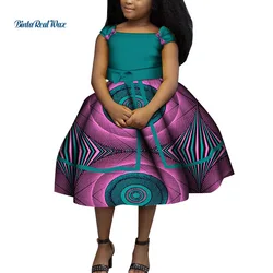 Robes adorables pour filles, Bazin Riche, imprimé africain, nœud papillon, robes Ankara pour enfants, vêtements africains de fête, WYT525 