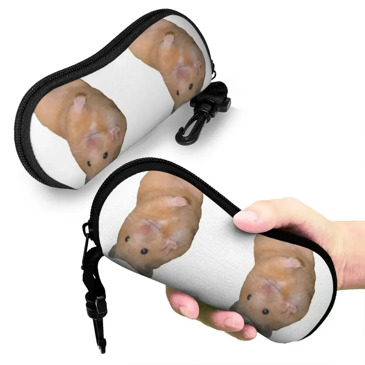 Peace Sign Hamster Shell Glasses Case Portable Sunglasses Box Women Men Soft Eyeglass Bag Pouch