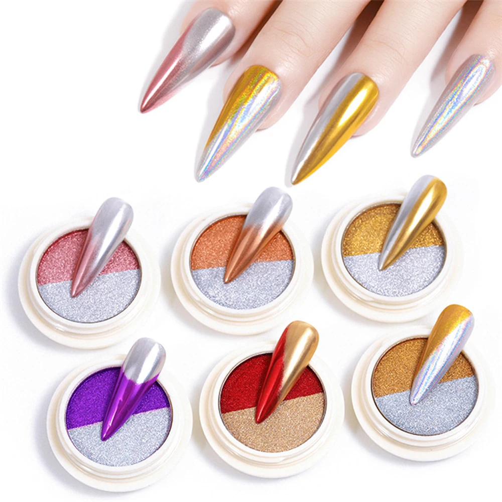 Aurora Solid Mirror Nail Powder Glitter Metal Effect Nails Gel Uv Polish Pigment Nail Art Glitter Dust Manicure Polveri Metalliche