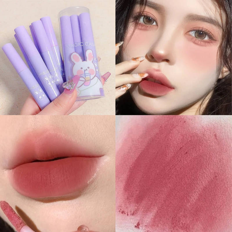 

6pcs/set Velvet Matte Lip Gloss Lipstick Set Lip Tint Waterproof Long-wear Liquid Lipstick Lip Colour Lips Makeup Women Cosmetic