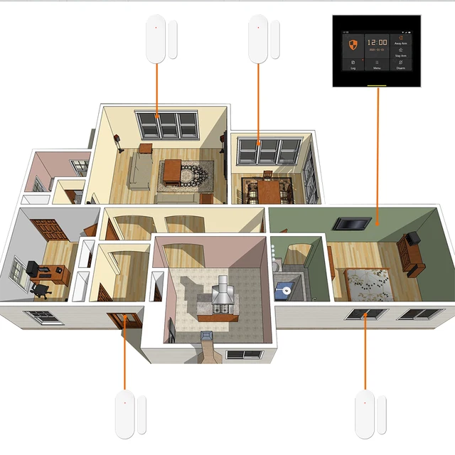 Staniot DS100 Tuya 433mhz Alarm Accessories Smart Remote Control Wireless Door and Window Alarm Sensor Door Open/Closed Detecors 6