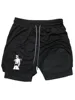 BleachPrint 2in1 Running Shorts Men Gym Workout Compression Shorts with Phone Pocket Towel Loop Summer Sport Athletic Activewear