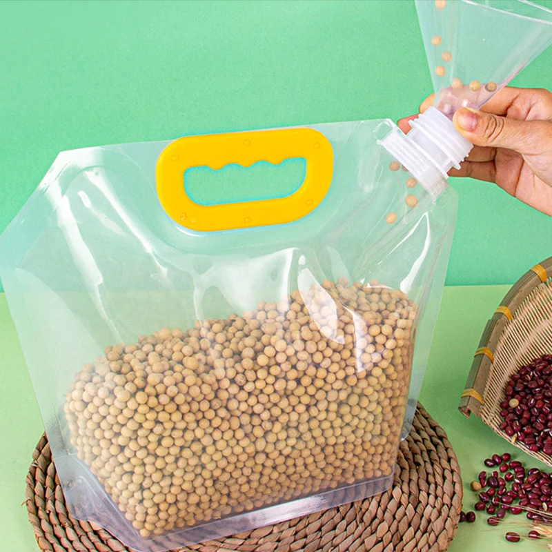 1Pc Cereal Storage Bag Beans Food Moisture-Proof Bag Food Portable Storage  Dispensing Bag Transparent Suction Nozzle Seale Bag