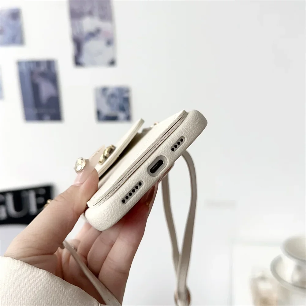 Luxury Crossbody Leather Phone Case with Lanyard Pocket Wallet