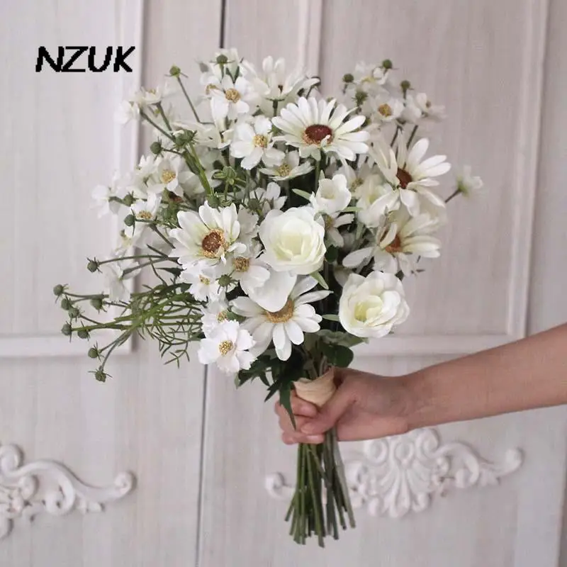 

NZUK White Wedding Bouquet Handmade Artificial Flower Buque Casamento Bridal Bouquet For Wedding Mariage Accessories