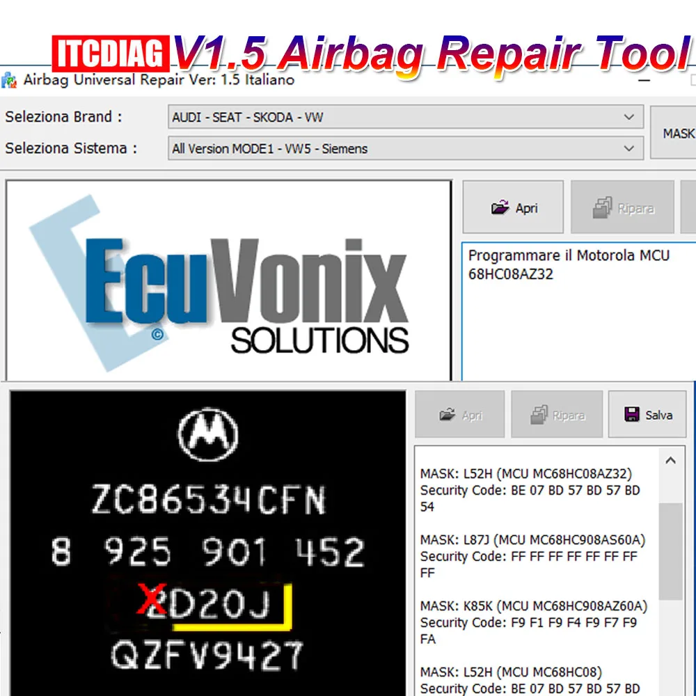 V1.5 Airbag Riparazione Universale Strumento Di Ripristino Airbag Programmatore Ecu Di Airbag 1.5 Ecu Chip Tuning File Software Diagnostico Per Auto