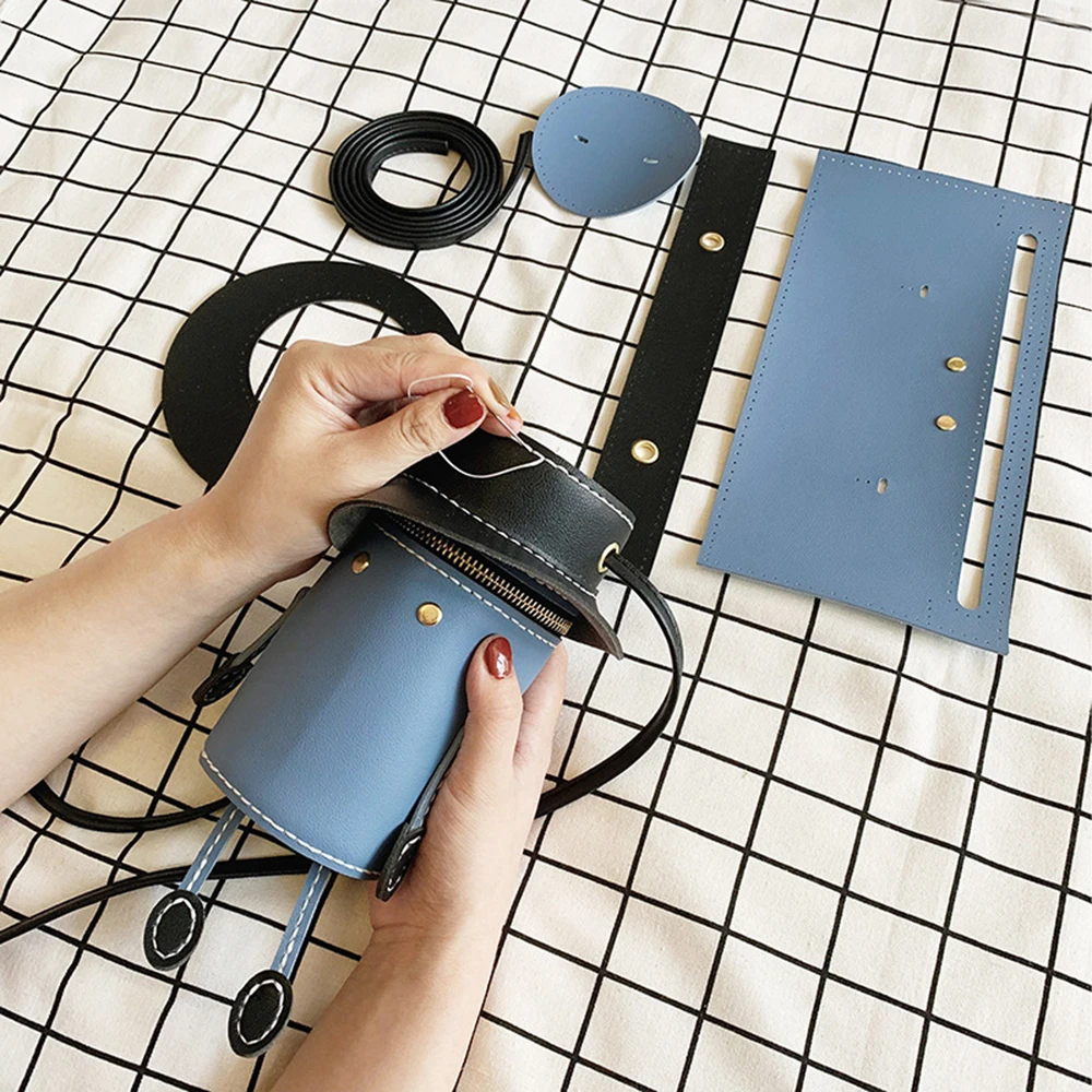

Кожаные сумки через плечо DIY, набор материалов, плетеная шляпа Mr. Ins, подходящая ко всему милая сумка-цилиндр, сумка через плечо, женские повседневные сумки