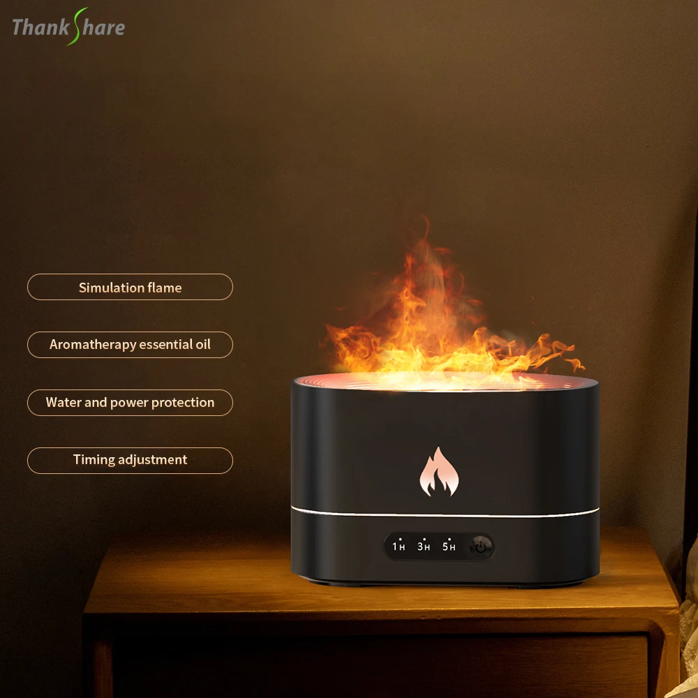 

USB Ultrasonic Volcano Air Humidifier Essential Oil Diffuser Flame Aroma Diffusers Home Office Fragrance Sooth Sleep Atomize