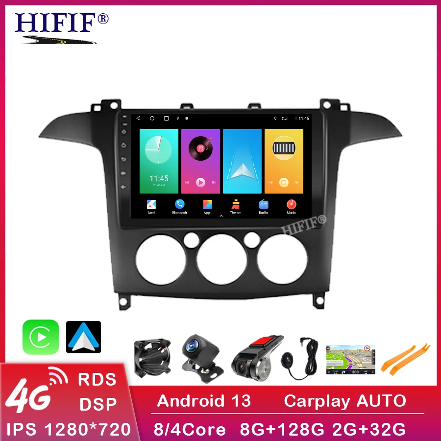 

9 Inch 2 Din Car Multimedia Player Android Wifi GPS Navigation For Ford S-Max S Max 2007-2015 AT Head Unit with Frame Autoradio