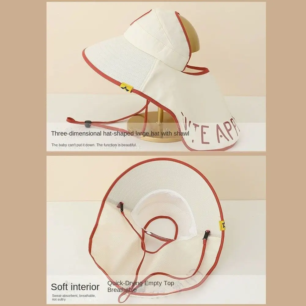 Casual Foldable Sun Hat with Neck Flap Cute UV Protection Big Brim Sunhat Lightweight Adjustable Kid Bucket Hat Travel