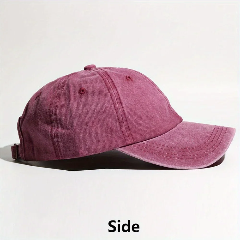 Simple Washed Hole Crossing High Ponytail Hat for Women, Versatile Baseball Cap Soft Top Baseball Cap
