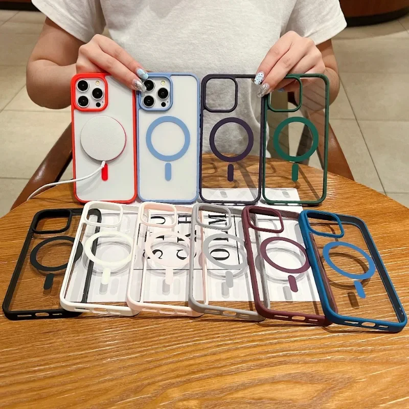Sleek Magnetic Transparent Wireless Charging Case - Fashion Edition