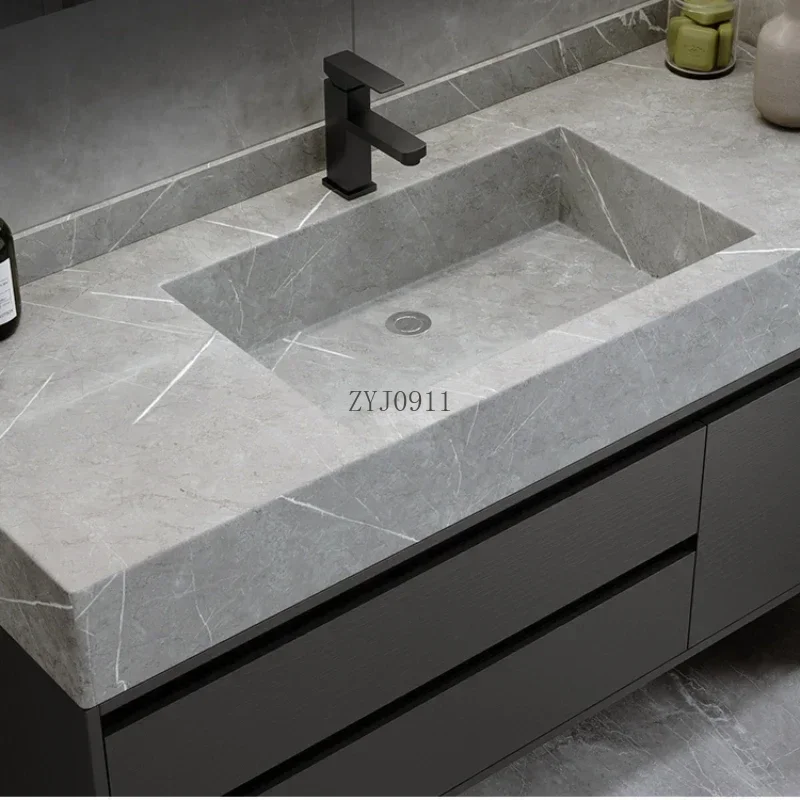 *Rock Panel Bathroom Cabinet Combination Modern Light Luxury Ceramic Seamless Basin Integrated Washbasin YX50BC