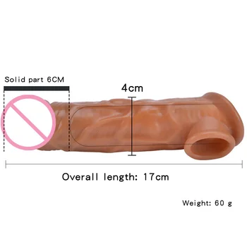 Man Nuo Male Penis Enlarger Sleeve Reusable Soft Condom Extender Realistic Dildo Cock Ring Testis Bondage Sex Toys For Men 88 2