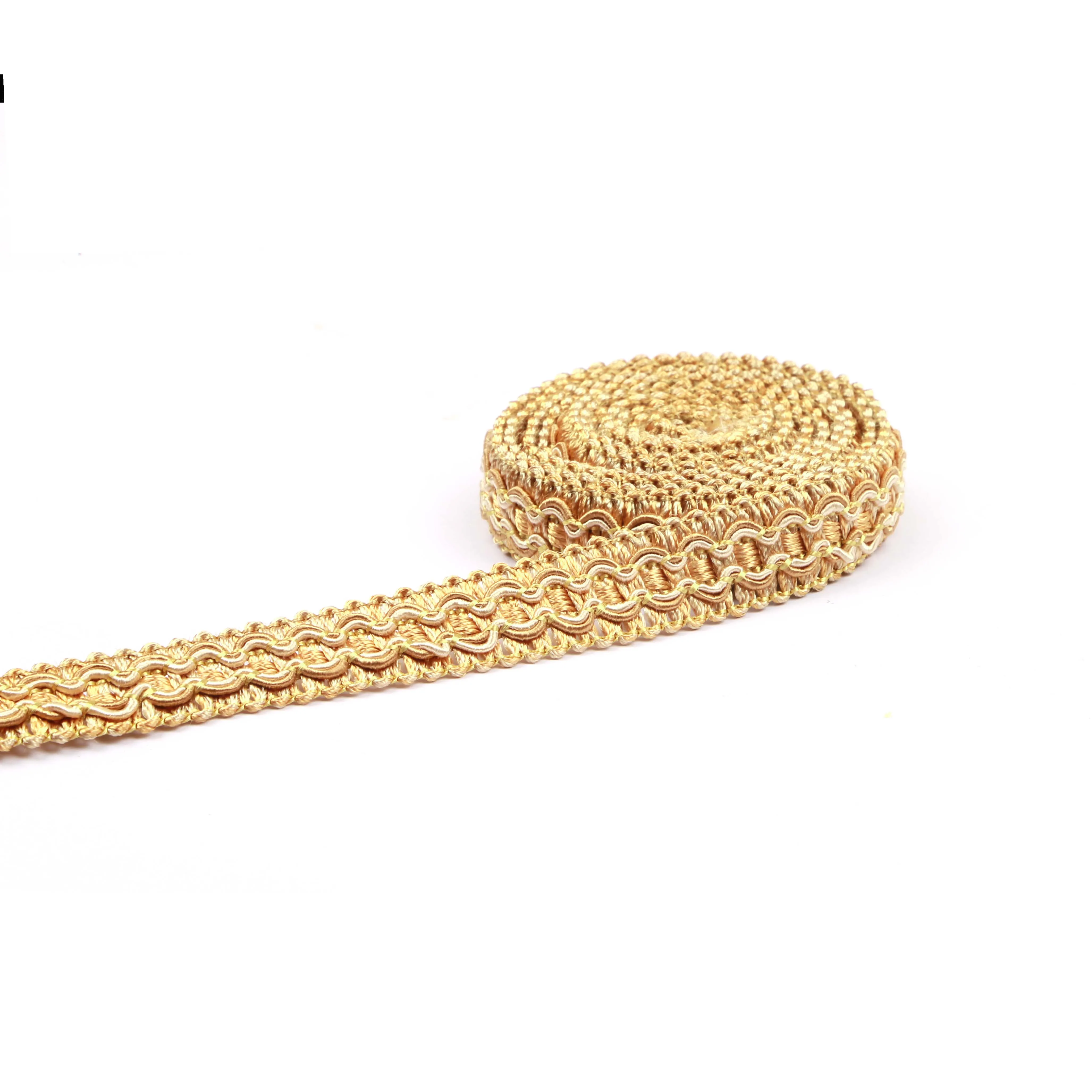 Lace Trim Ribbon Gold Silver Braided Lace DIY Craft Sewing Accessories Sofa Pillow Fringe Decor Fabric Curve 10Yard/Lot embroidery lace ribbon