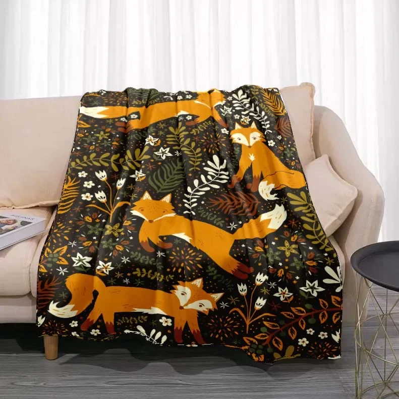 

Cute Fox Flannel Blanket Soft Fleece Blanket Bedspread Sofa Couch Camping Traveling Covers Nice Gift For Children Animal Printed