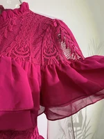 فساتين سهرة نسائية مجوفة مكشكشة ، رقبة دائرية ، أكمام قصيرة ، فستان طويل للحفلات ، مصمم أزياء جديد ، الصيف ، 3WQ3925 ، 1