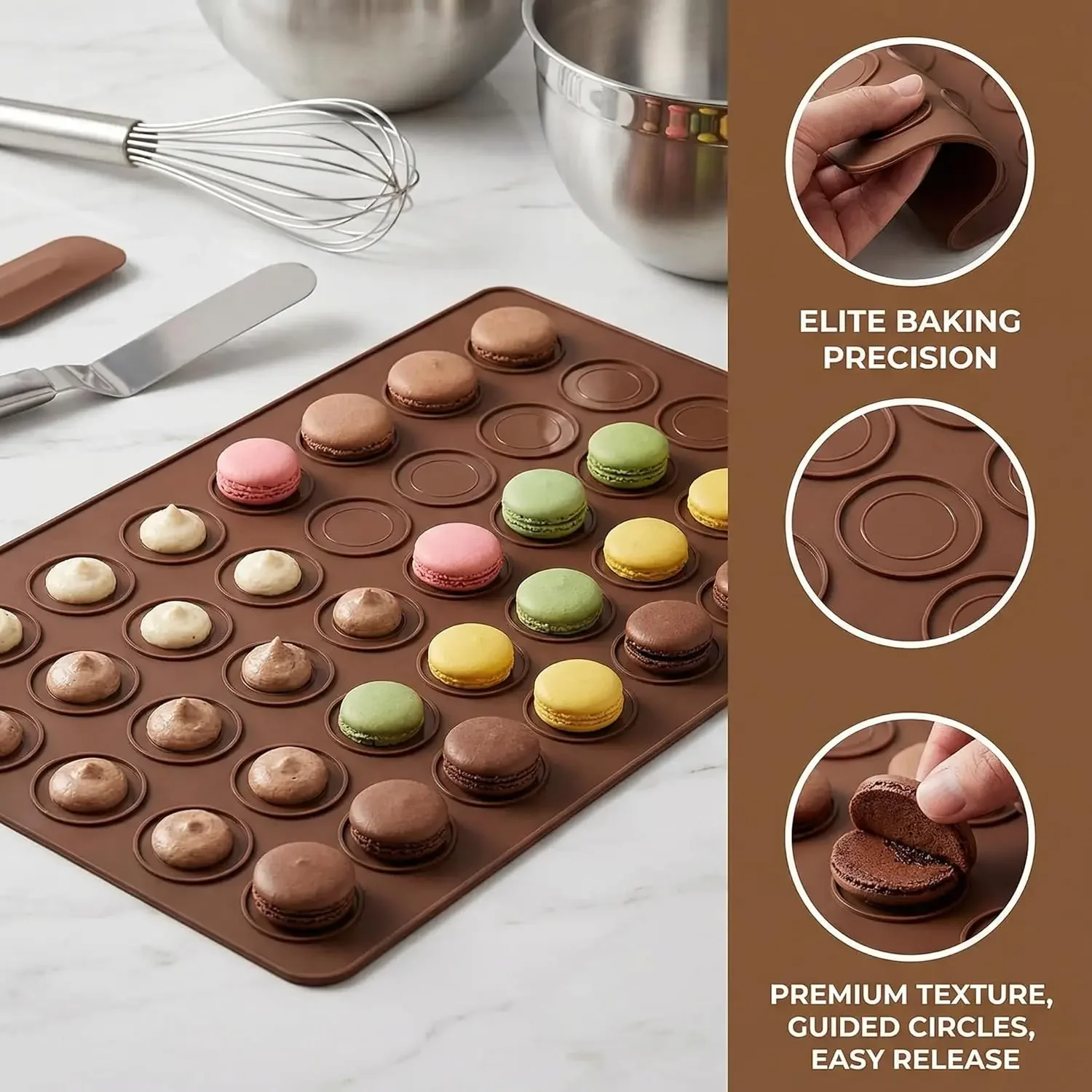 Premium Non-Stick Silicone Baking Mats - Perfect for Macarons, Cookies, Pastries, and More