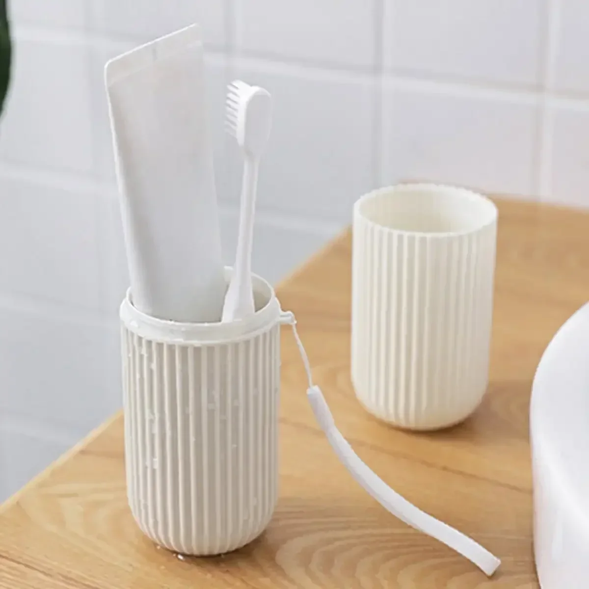 1pc Portable Toothbrush Cup Bathroom Toothpaste Holder Storage Case Box Organizer Travel Toiletries Storage Cup New Creative