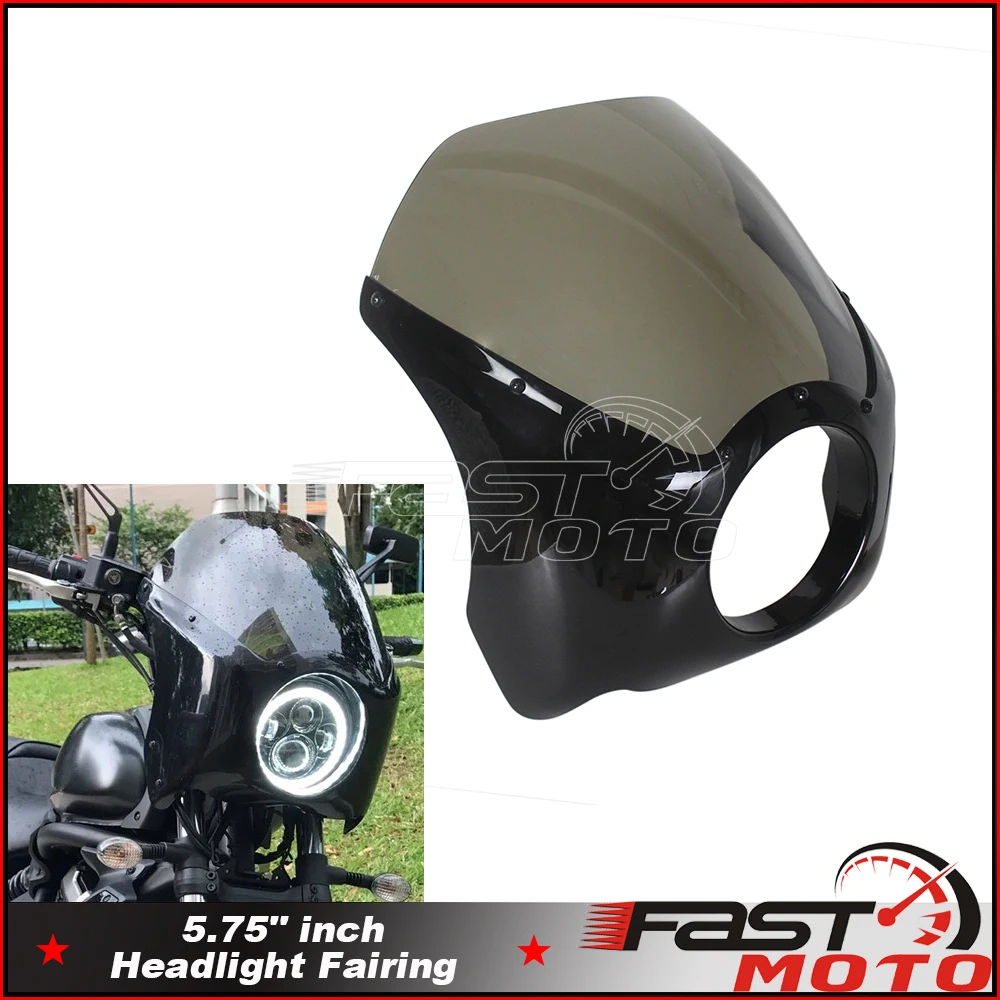 5.75 "5 3/4" Carenatura Copertura Faro Moto Per Sportster Xl 883 Iron 1200 Custom Xl1200C Dyna Cafe Racer Maschera Fari