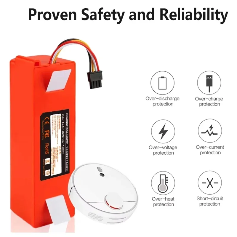 14.4V 6500mAh li-ion Battery Vacuum Cleaner accessories for xiaomi mi SDJQR01RR SDJQR02RR SDJQR03RRE35 Xiaowa C10 E20 E35 Robot power tool battery rechargeable battery vacuum cleaner battery battery replacement
