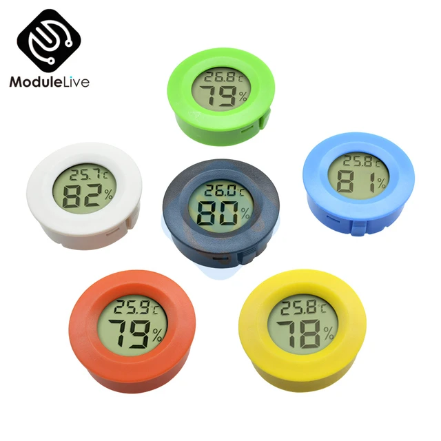 Modern Digital Hygrometer Thermometer Round Silver 