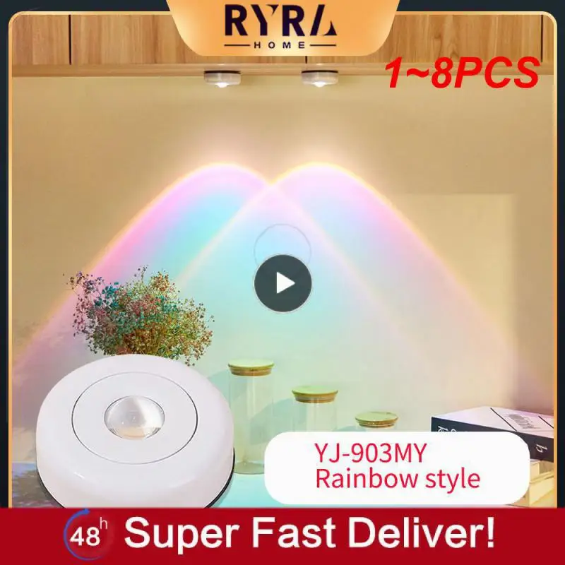 

1~8PCS Battery Powered Touch LED Cabinet Lights Stick On Wall Lamp for Kitchen Bedroom Closet Cupboard Night Light