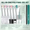 Nailpop Poly Nail Extension Gel Kit 6 Colors Pink White Nude Tips Gel Clear Nail Art Kit with Brush and Slip Solution Nail Salon 6