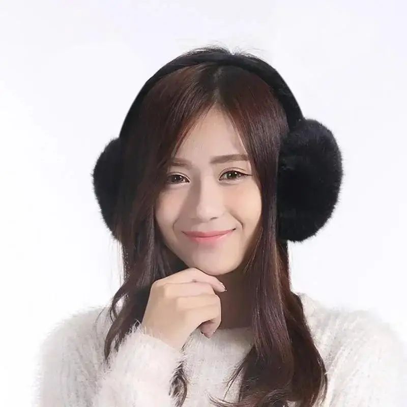Plush Black Earmuffs Winter Windproof Warm Plush Earmuffs Unisex Men's Womens Universal Ear Protection Antifreeze Plush Earmuffs