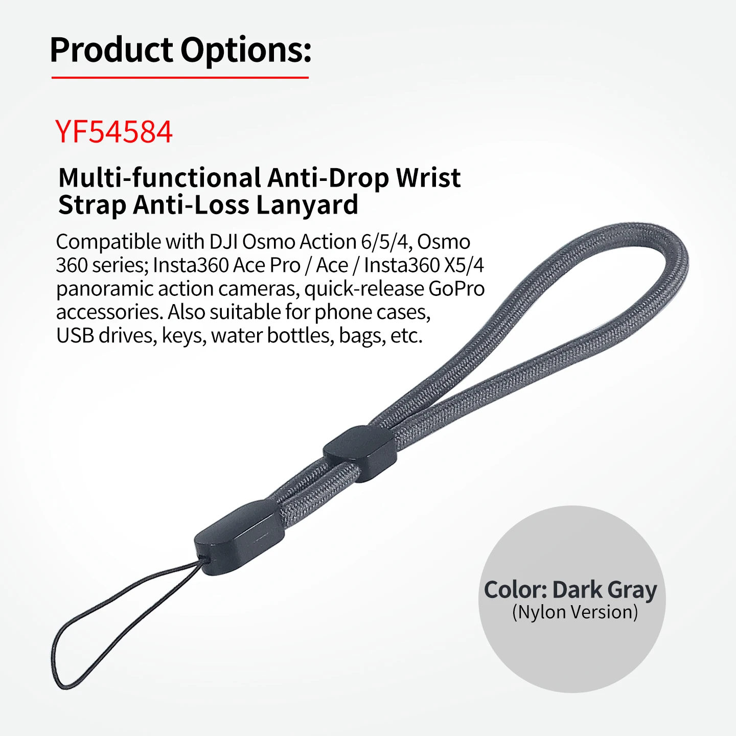 Silikon-Lanyard, Handschlaufe, Kamera, zum Aufhängen, Anti-Verlust, für GoPro Hero 13 DJI ACTION 6 Pocket3 Insta360 X5 Smartphone-Zubehör – Detail 12