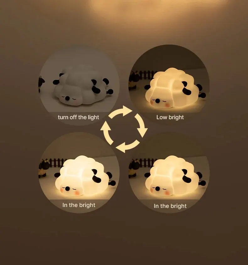 Kawaii Sleepy Sheep Silicone LED Night Lamp - Limited Edition