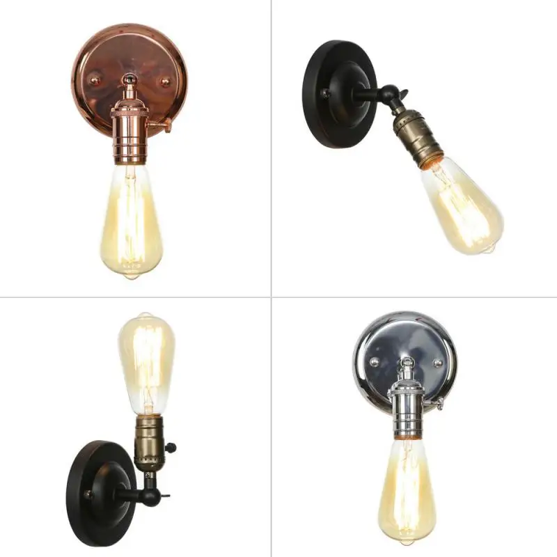 

Pull Chain Switch Scones led Wall Lights Chrome Loft Style Retro Vintage Iron Bedroom Wall Lamp Bedside Lampen Stair Wandlamp