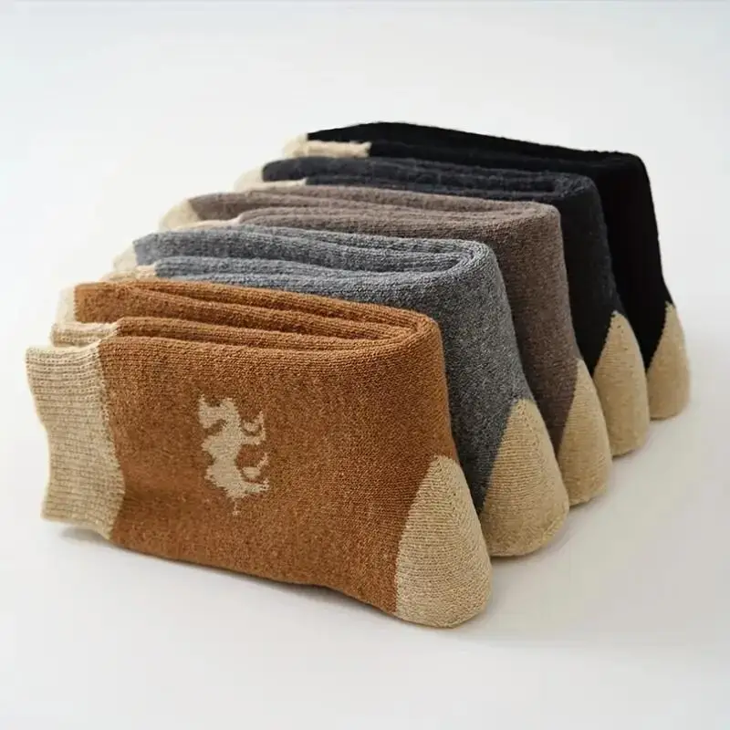 Winter Socks Men's Women's Outdoor Cold Resistant Warm Thick Snow Boots Long Socks 5 Pairs 37-44