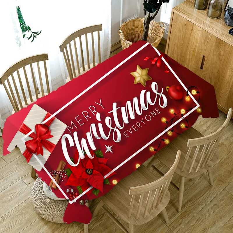 

Santa Claus Decorative Print Tablecloth New Year Family Party Gift Rectangle Coffee Table Stain Resistant Tablecloth Manteles