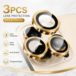 Aluminum Alloy Camera Lens Protective Film - 3 Pack, Fully Covered Protection - iPhone 12 Mini (Gold)