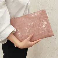 Fashion Crocodile Women Envelope Clutch Bag Ladies Evening Party Large Clutches Handbag PU leather Alligator phone purses bolsas - Image 2