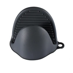 Silicone Heat Resistant Oven Mitts - Pinch Grips and Pot Holder (1pc Black)